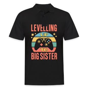 Passez au niveau supérieur à Big Sister Retro Gamer - Polo Homme - noir - Devant - Kai (181cm)