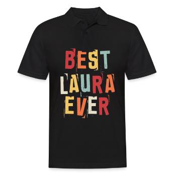 Meilleur Laura Jamais Prénom Texte Rétro Cadeau - Polo Homme - noir - Devant - Kai (181cm)