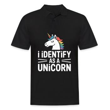 Ich identifiziere mich als Einhorn Design - Männer Poloshirt - Schwarz - Vorne - Kai (181cm)