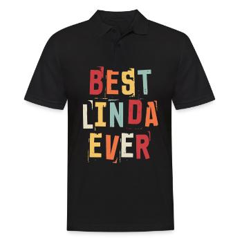 Meilleur Linda jamais rétro Prénom Texte Dire - Polo Homme - noir - Devant - Kai (181cm)