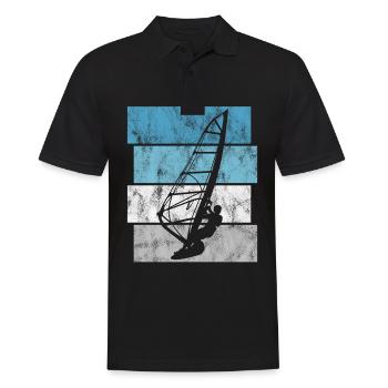 Windsurfing Surfen Retro Windsurfen Windsurfer - Männer Poloshirt - Schwarz - Vorne - Kai (181cm)