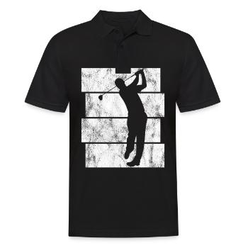 Golfspieler Retro Golfer Golfschläger Golfen Golf - Männer Poloshirt - Schwarz - Vorne - Kai (181cm)
