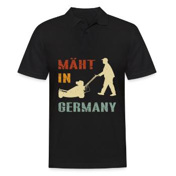 Mäht in Germany - Gärtner Gartenarbeit Rasen mähen - Männer Poloshirt - Schwarz - Vorne - Kai (181cm)