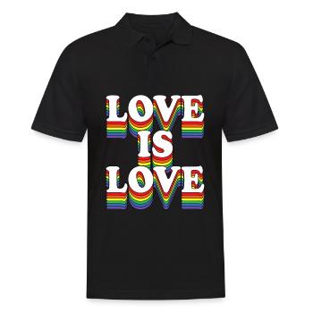 LOVE IS LOVE - LGBT Rainbow Colors - Polo Homme - noir - Devant - Kai (181cm)