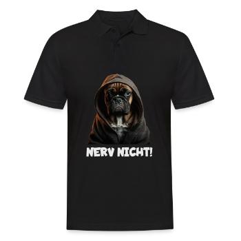 Witziger Hund mit dem Spruch NERV NICHT! - Männer Poloshirt - Schwarz - Vorne - Kai (181cm)