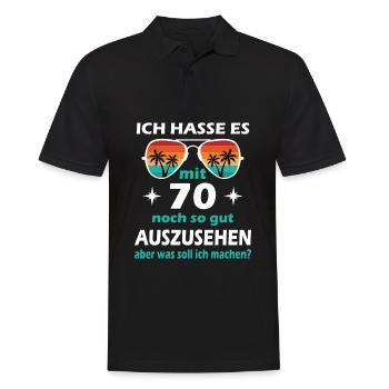 70 Jahre alt - 70. Geburtstag Mann Frau Lustig - Männer Poloshirt - Schwarz - Vorne - Kai (181cm)