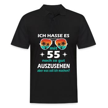 55 Jahre alt - 55. Geburtstag Mann Frau Lustig - Männer Poloshirt - Schwarz - Vorne - Kai (181cm)
