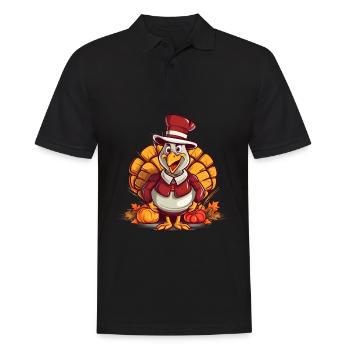 Dankbar Gesegnet Frohes Thanksgiving Erntedankfest - Männer Poloshirt - Schwarz - Vorne - Kai (181cm)