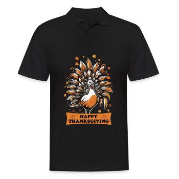 Dankbar Gesegnet Frohes Thanksgiving Erntedankfest - Männer Poloshirt - Schwarz - Vorne - Kai (181cm)