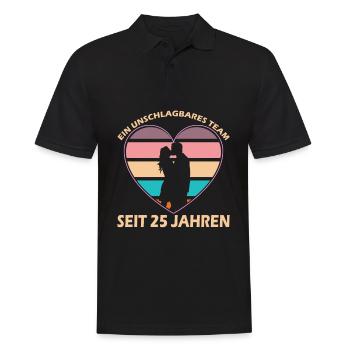 Herz mit Liebespaar - 25. Jahrestag der Beziehung - Männer Poloshirt - Schwarz - Vorne - Kai (181cm)