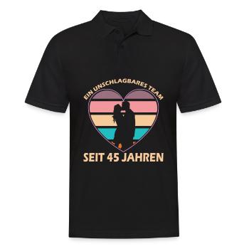 Herz mit Liebespaar - 45. Jahrestag der Beziehung - Männer Poloshirt - Schwarz - Vorne - Kai (181cm)