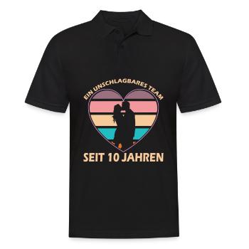 Herz mit Liebespaar - 10. Jahrestag der Beziehung - Männer Poloshirt - Schwarz - Vorne - Kai (181cm)