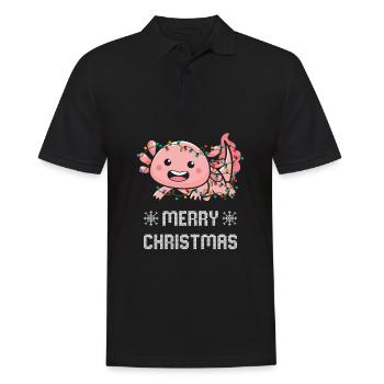 Axolotl Lovers Weihnachtsoutfit für Weihnachten - Männer Poloshirt - Schwarz - Vorne - Kai (181cm)
