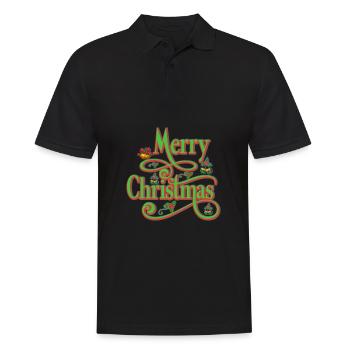Drôle Père Noël Joyeux Noël Weihnachten - Polo Homme - noir - Devant - Kai (181cm)