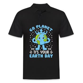 Go Planet It's Your Earth Day Cheerful Artwork - Men's Polo Shirt - black - Front - Kai (181cm)
