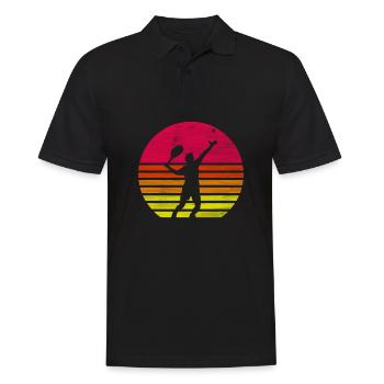 Cadeau de service de tennis joueur de tennis rétro - Polo Homme - noir - Devant - Kai (181cm)