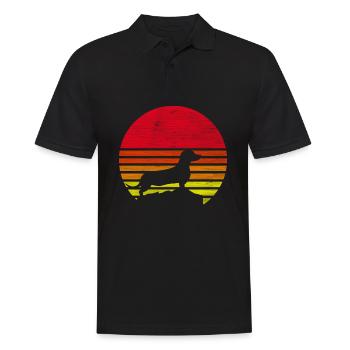Retro Dackel Geschenk - Männer Poloshirt - Schwarz - Vorne - Kai (181cm)