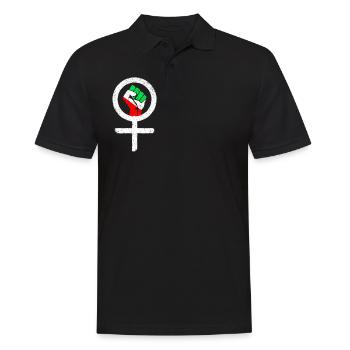 Feministisches Symbol + Iranische Flagge - Männer Poloshirt - Schwarz - Vorne - Kai (181cm)