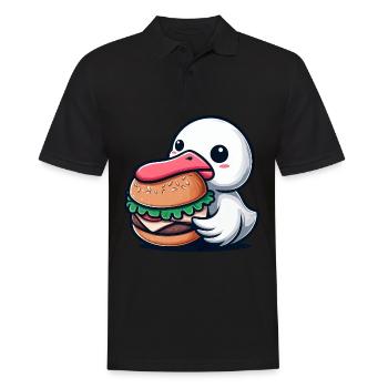 Duck Swan Burger Whimsical Chibi Fast Food - Men's Polo Shirt - black - Front - Kai (181cm)