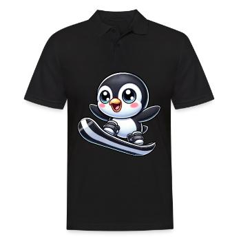 pingouin mignon snowboarder dessin animé sports d’hiver - Polo Homme - noir - Devant - Kai (181cm)