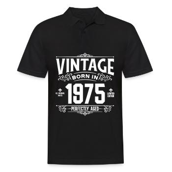 Vintage born in 1975 Birthday 50 Years 50 Jahre - Men's Polo Shirt - black - Front - Kai (181cm)