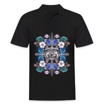Heiliges Herz Jesu, Jesus Christus, Rosen-Dekor - Männer Poloshirt - Schwarz - Vorne - Kai (181cm)