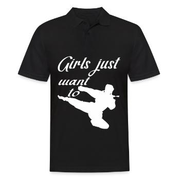 Girls Fight Martial Arts Women Girls Karate MMA - Men's Polo Shirt - black - Front - Kai (181cm)