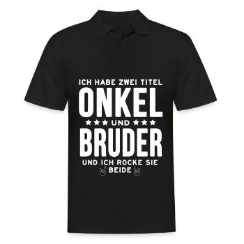 Ich hab zwei Titel Onkel und Bruder Sprüche Bester - Männer Poloshirt - Schwarz - Vorne - Kai (181cm)