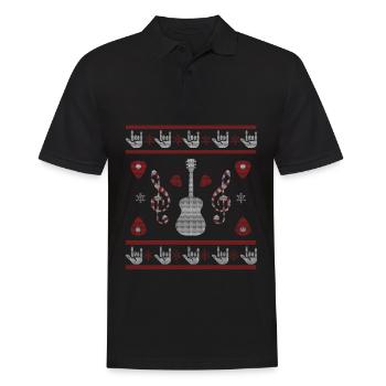 Gitarrist Ugly Christmas Rock & Roll Gitarren Xmas - Männer Poloshirt - Schwarz - Vorne - Kai (181cm)