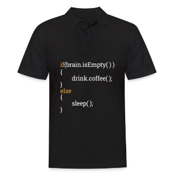Programmeur Étudiant en informatique Tired Coffee C++ - Polo Homme - noir - Devant - Kai (181cm)