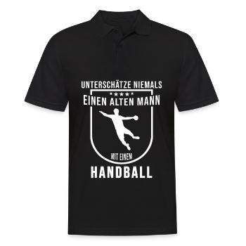 Lustige Handball Sprüche Alter Mann Handballer - Männer Poloshirt - Schwarz - Vorne - Kai (181cm)