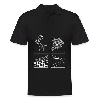 Tennis Game Illustration Minimalist Tennis Player - Men's Polo Shirt - black - Front - Kai (181cm)