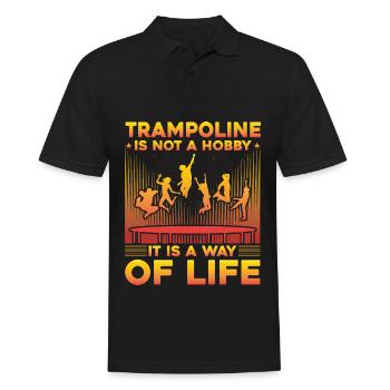 Trampolin ist kein Hobby, sondern eine Lebenseinstellung - Männer Poloshirt - Schwarz - Vorne - Kai (181cm)