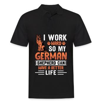 Ich arbeite hart, damit mein Schäferhund ein besseres Leben haben kann - Männer Poloshirt - Schwarz - Vorne - Kai (181cm)
