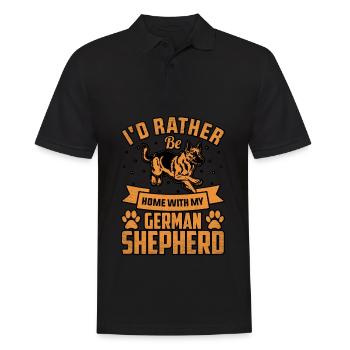 Ich wäre lieber zu Hause bei meinem Deutschen Schäferhund - Männer Poloshirt - Schwarz - Vorne - Kai (181cm)