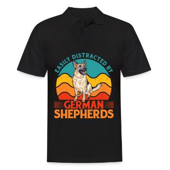 Leicht ablenkbar durch Deutsche Schäferhunde - Männer Poloshirt - Schwarz - Vorne - Kai (181cm)