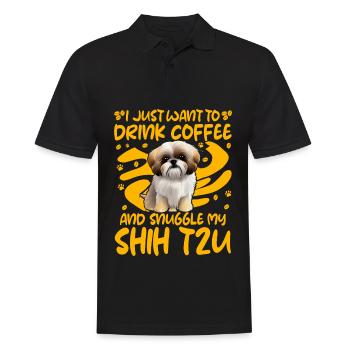 J’ai juste envie de boire un café et de me blottir contre Shih Tzu - Polo Homme - noir - Devant - Kai (181cm)