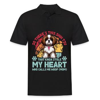 Shih Tzu Drôle de dicton - Polo Homme - noir - Devant - Kai (181cm)