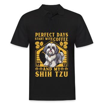 Les journées parfaites commencent avec le café et mon Shih Tzu - Polo Homme - noir - Devant - Kai (181cm)
