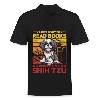 Je veux juste lire des livres et caresser mon Shih Tzu - Polo Homme - noir - Devant - Kai (181cm)