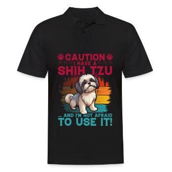 Attention j’ai un Shih Tzu et je n’ai pas peur de - Polo Homme - noir - Devant - Kai (181cm)