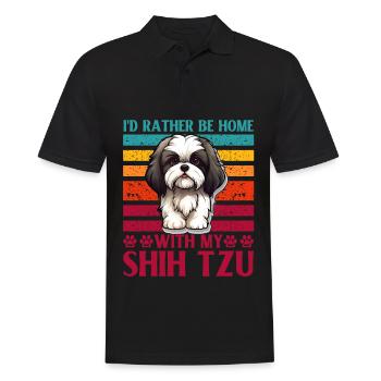 Je préfère être à la maison avec mon Shih Tzu - Polo Homme - noir - Devant - Kai (181cm)
