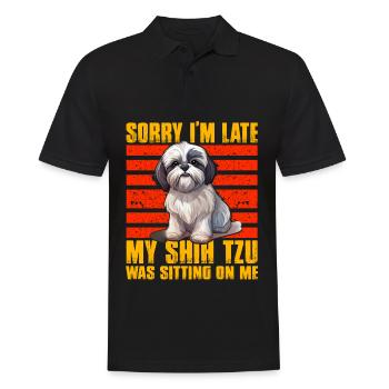 Désolé d’être en retard, mon Shih Tzu était assis sur moi - Polo Homme - noir - Devant - Kai (181cm)
