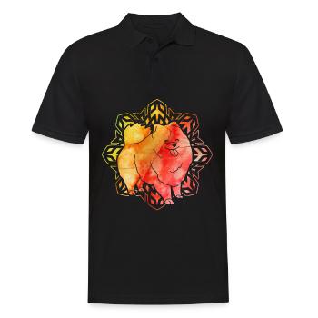 Pomeranian Zwergspitz - Männer Poloshirt - Schwarz - Vorne - Kai (181cm)