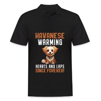 Havanese Warming Hearts and Laps since forever - Men's Polo Shirt - black - Front - Kai (181cm)
