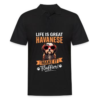 Life is great Havanese make it fluffier - Men's Polo Shirt - black - Front - Kai (181cm)