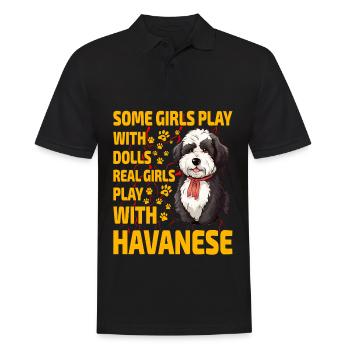Certaines filles jouent avec des poupées que de vraies filles jouentBichon Havanais - Polo Homme - noir - Devant - Kai (181cm)