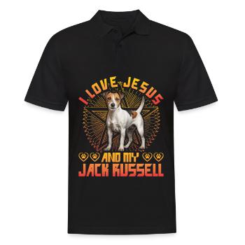 J’aime Jésus et mon Jack Russell - Polo Homme - noir - Devant - Kai (181cm)