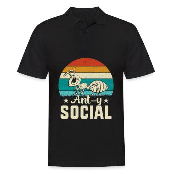Ant-y social - Men's Polo Shirt - black - Front - Kai (181cm)