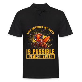 La vie sans mes fourmis est possible mais inutile - Polo Homme - noir - Devant - Kai (181cm)